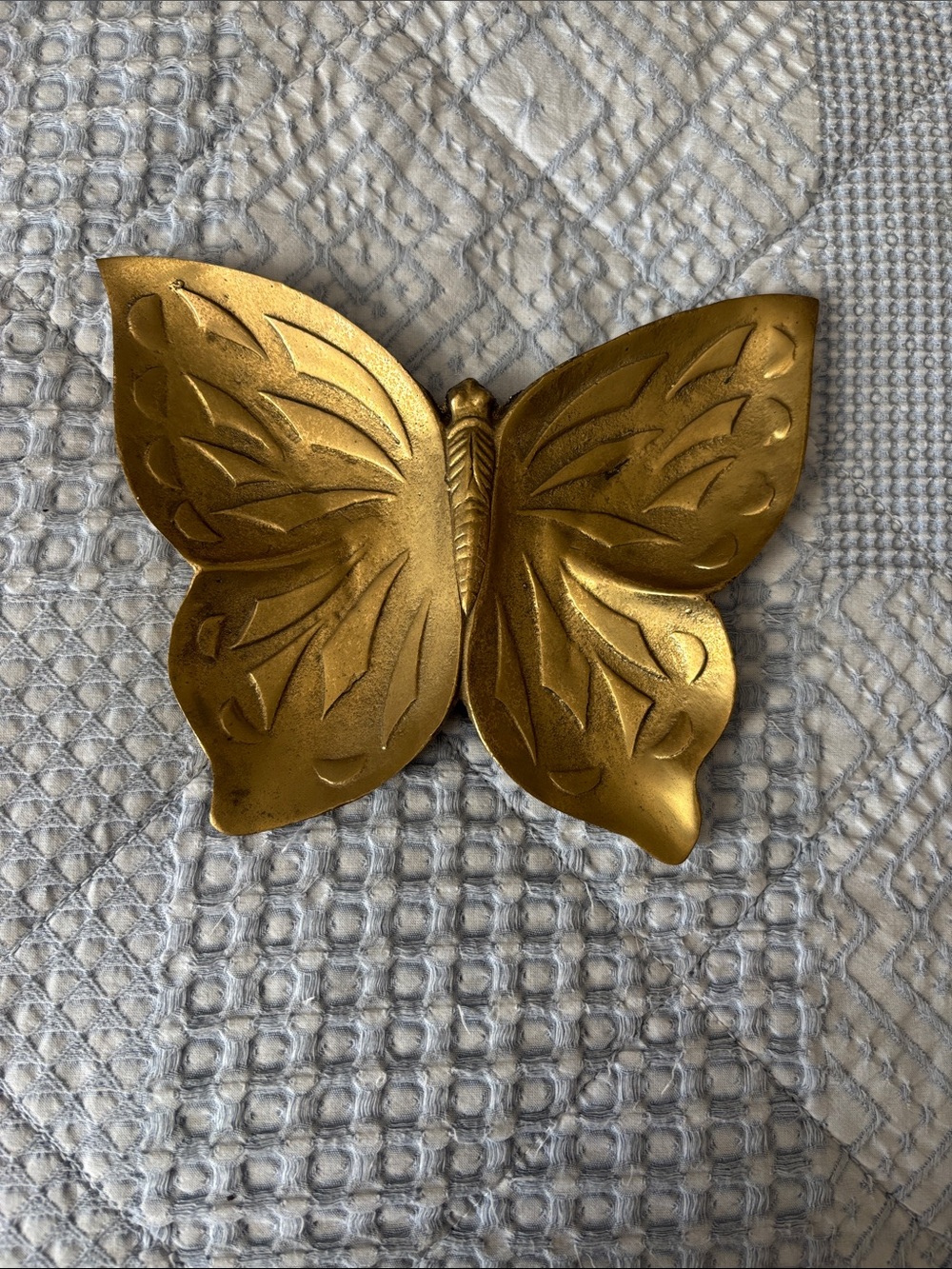 Vintage Brass-Tone Butterfly Trinket Dish Made In Taiwan